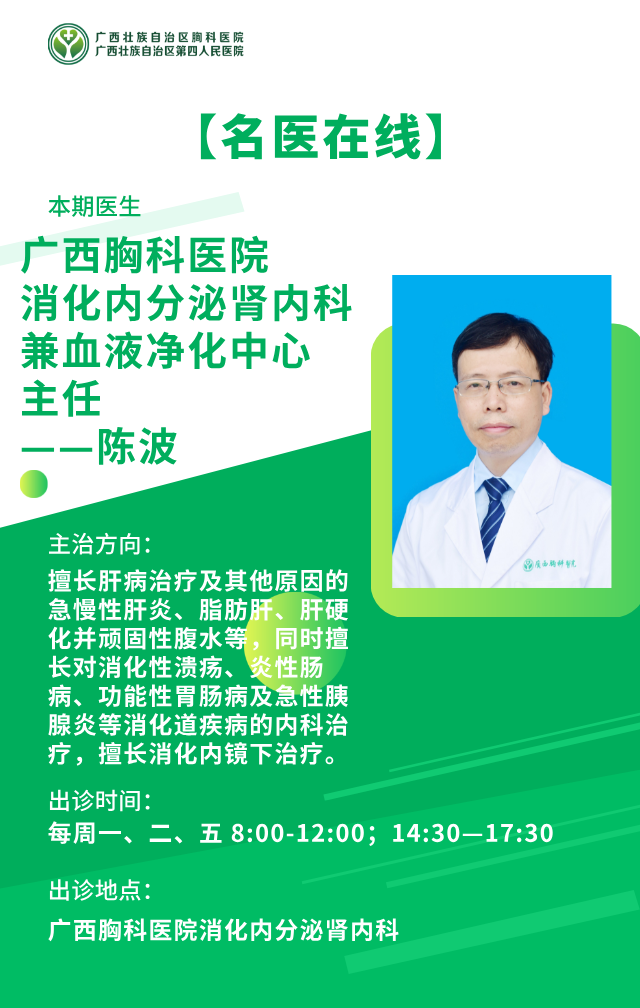【名医在线】广西胸科医院消化内分泌肾内科兼血液净化中心主任——陈波