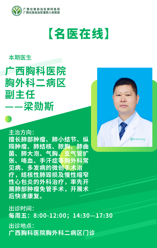 【名医在线】广西胸科医院胸外科二病区副主任——梁勋斯