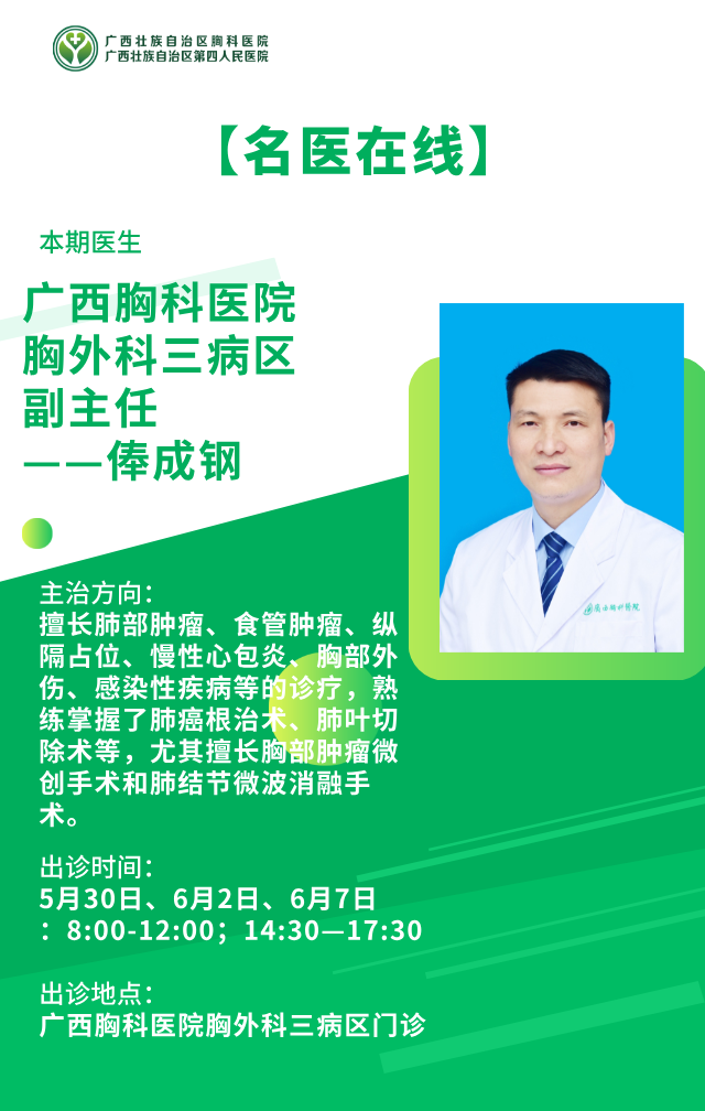 【名医在线】广西胸科医院胸外科三病区副主任——俸成钢